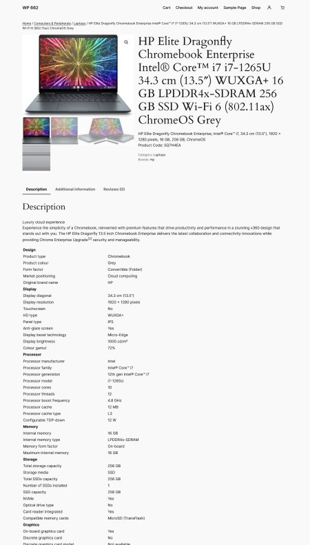 Product page (description)